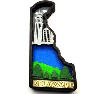 3D Laser cut multi-layered Delaware state magnet